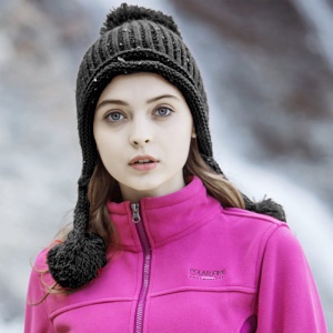 冬季户外运动帽女款加厚针织帽子女式保暖防风滑雪帽骑行帽